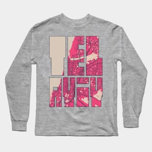 Tel Aviv, Israel City Map Typography - Blossom Long Sleeve T-Shirt